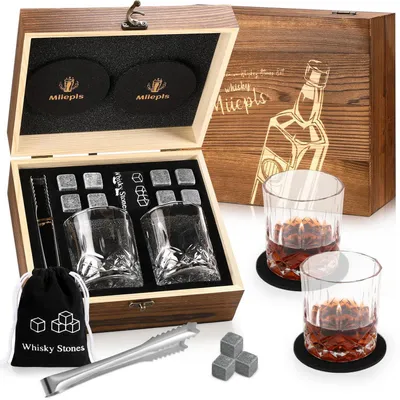 Image de Ensemble de verres à whisky comprenant 8 pierres à whisky et 2 sous-verres