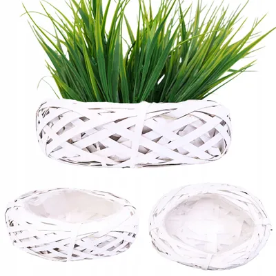 Produktbild von Topoblu Geflochtener Rattan-Übertopf Weiß Oval 25cm