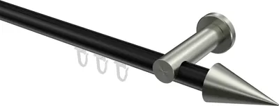 Produktbild von Interdeco Innenlaufstange / Gardinenstange mit Innenlauf Schwarz / Edelstahl-Optik, Typ Platon Savio (Kegel), 20 mm Ø 1-läufig, 260 cm