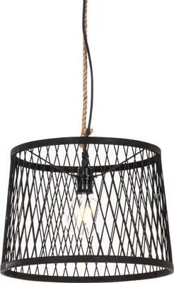 Produktbild von Ländliche Außenhängelampe aus Schwarzem Rattan 40 cm Calamus