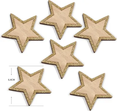 Produktbild von Oblique Unique Holz Sterne 6er Set Holzdeko Holzstern Glitzernd Dekosterne für Weihnachten Weihnachtsdeko aus Echtholz