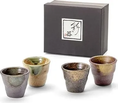 Produktbild von Cup Set "Ayame" Keramik, 4-fach sortiert 0,1 l