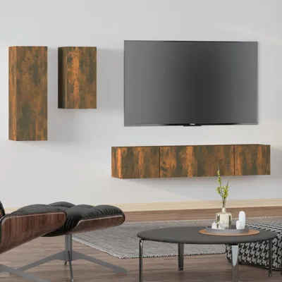 Produktbild von The Living Store 4-tlg. TV-Schrank-Set Räuchereiche Holzwerkstoff
