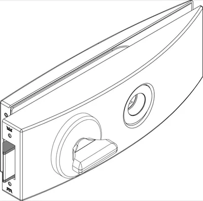 Produktbild von DORMA Schloss Studio Arcos WC mit Riegelolive, Glas 8mm, Alu Edelstahl-Effekt (24.206) | Glastürbeschlag - Zubehör dormakaba