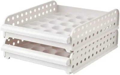 Produktbild von Kühlschrank-Eierablage, doppelschichtig, Plastikeierbehälter, Eier-Aufbewahrungsorganizer (doppelschichtige Eierablage)