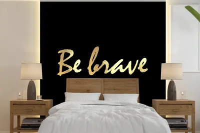 Produktbild von MuchoWow® Fototapete für Wohnzimmer oder Schlafzimmer Wandtapete Vinyl Motivtapete Zitate - Gold - Schwarz - 350x350 cm - Schlafzimmertapete
