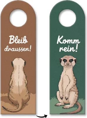 Produktbild von Bleib draussen Komm rein Erdmännchen Türhänger