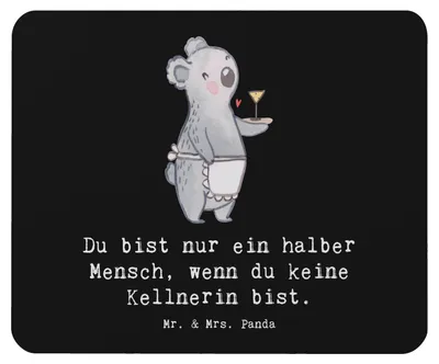 Produktbild von Mr. & Mrs. Panda Mauspad Kellnerin Herz - Schwarz - Geschenk, Mouse Pad, pc, Ausbildung, Mousepad, computer, Lustig, Spruch, Restaurant
