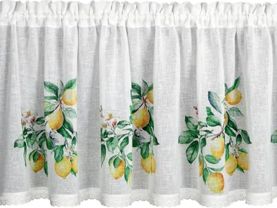 Obrázek produktu pro EUROFIRANY | diskový závěs - 60 x 150 cm - bílý bistro závěs s motivem rostlin - krajka