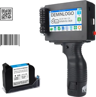 Produktbild von Ručná tlačiareň Prenosná atramentová tlačiareň Inkjet Code Printer s vysokým rozlíšením a 4,3-palcovým LED dotykovým displejom Rýchloschnúca atramentová kazeta na etikety/výrobný dátum/číselný kód/značka/logo/grafika atď.