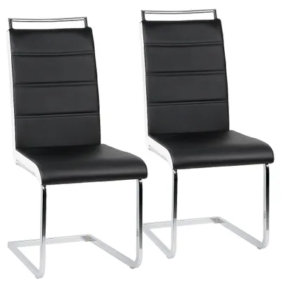 Image de Ensemble de 2 chaises de salle à manger Supfine, modèle pivotant au design moderne, revêtues en similicuir, capacité de charge de 120 kg, couleur noire et blanche