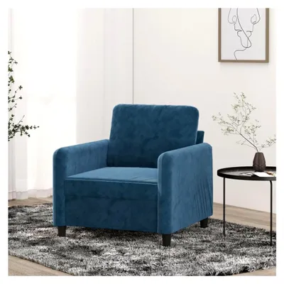 Produktbild von Sessel aus blauem Samt, 60 cm breit, mit dicker Polsterung