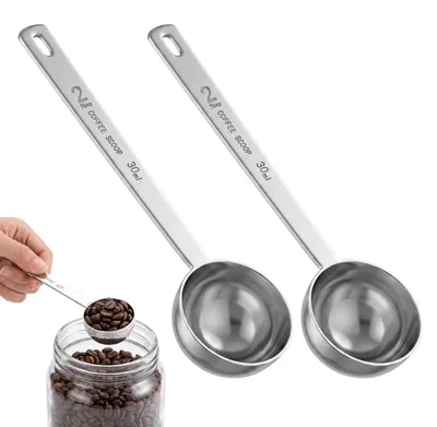2er Set Kaffeelöffel 30 ml aus Edelstahl, Dosierlöffel