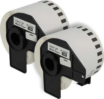 Produktbild von vhbw 2x Rolle mit Halter 62mm x 30,48m (1 Etikette) kompatibel mit Brother PT QL-570, QL-580, QL-580N, QL-650 Drucker - Premium, Wiederablösbar Weiß