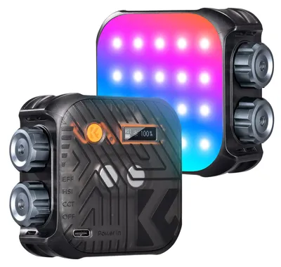 Obrázek produktu pro K&F CONCEPT Kapesní RGB video světlo, magnetické LED výplňové světlo, osvětlení videokonferencí, CRI96+ 2500K-9900K, stmívatelné, 21 světelných efektů pro vlog selfie živé vysílání fotografií