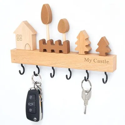 Produktbild von Holzschlüsselhalter 6-Haken, selbstbohrend, für Küche, Haus