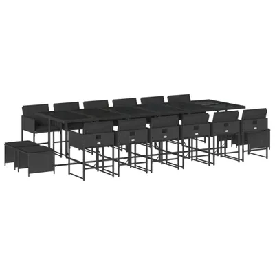 Produktbild von vidaXL 17-tlg. Garten-Essgruppe mit Kissen Schwarz Poly Rattan