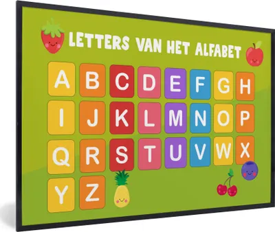 Produktbild von MuchoWow® MuchoWow® Gerahmtes Poster Kinderzimmer - Alphabet - Lernen - Jungen - Mädchen - Kinder - Kinder 30x20 cm - Poster mit zchwarzem Bilderrahmen - Kunstdruck - Bild-Poster