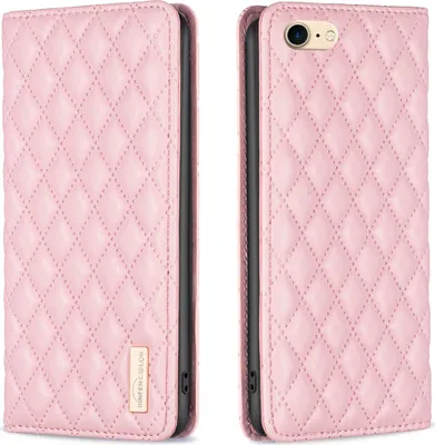 Produktbild von iPhone SE 2022 Hülle, Elegant Bookstyle Flip Leder Kartenfächer Schutzhülle mit Ständer für iPhone SE 2020/2022 / iPhone 7 / 8 Pink