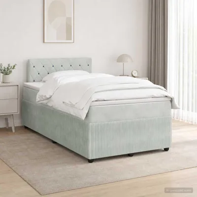 Immagine prodotto di Maison Exclusive - Letto boxspring con materasso grigio chiaro 120 x 200 cm in velluto