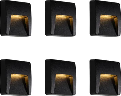 Produktbild von Set mit 6 Schwarzen Quadratischen Außenwandleuchten inkl  LED IP65 Gem