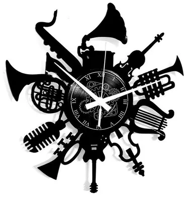 Produktbild von Kunststoff Wanduhr Muzikgruppe Drums Drummer Rock Musikliebhaberband Gitarre Geschenkidee Musikinstrumente Jazz Pop Schwarz