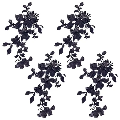 Produktbild von 4 Stück Pailletten-Blumen-Applikationen zum Nähen und zur Dekoration