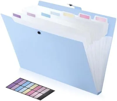 Produktbild von ST TRADING Multomap A4 mit 8 Fächern, Dokumentenmappe, 1 Stück, stabile Kunststoff-Schnellheftmappe mit Etikettenvorlage, Ringbindung mit Knopfdesign verhindert das Auseinanderfallen, blau