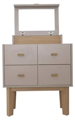 Immagine prodotto di Comodino beige con specchio. Comodino con cassetti, elegante