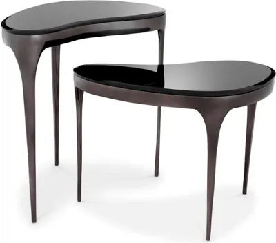 Produktbild von Casa Padrino Luxus Beistelltisch Set Silberschwarz / Schwarz - 2 Aluminium Tische mit Glasplatten - Wohnzimmer Möbel - Hotel Möbel - Luxus Möbel - Luxus Einrichtung - Möbel Luxus