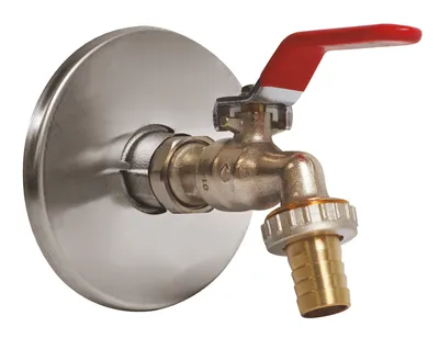 Produktbild von SOMATHERM FOR YOU – Set mit schwenkbarer Kugelarmatur 15/21–20/27 + Wandarmatur mit Rosette aus verchromtem Messing – Flacher Griff – Außengewinde 1/2" (15/21) – Auslauf mit 3/4"-Anschluss (20/27) - Einfache und schnelle Installation