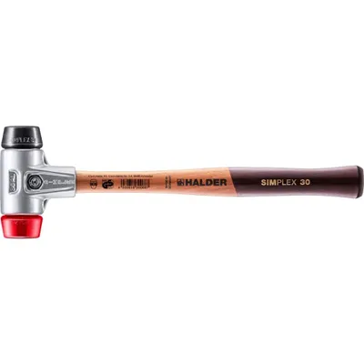 Produktbild von HALDER SIMPLEX Schonhammer Ø 30 mm Gummi schwarz / Plastik rot mit Aluminiumgehäuse