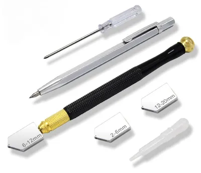 Produktbild von Professioneller Diamant Glasschneider, Selbstölend, Wolframlegierung Griff, Schneidet 2–20mm Glas