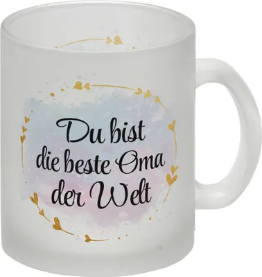 Produktbild von Du bist die beste Oma der Welt Glas Tasse mit goldenen Verzierungen