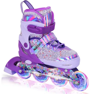 Image de Pattins à roulettes ajustables pour filles, disponibles en 4 tailles