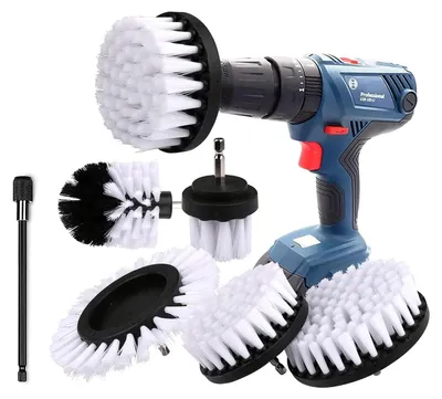Produktbild von Bürstenaufsatz Bohrmaschine Set, Bürstenaufsatz Akkuschrauber 6 Stück Reinigungsbürste Felgenbürste Scrubber Reinigung Bürste Kit für Felgen, Badewanne, Fliesen, Küche, Auto, Sofa Ecken & Grill