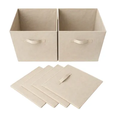 Produktbild von Aufbewahrungsbox Set 6-teilig Stoff Faltbare Ordnungsboxen Kleiderschrank Beige OGIVO