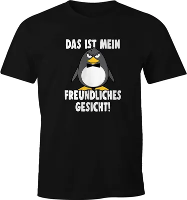Produktbild von Herren T-Shirt Das ist mein freundliches Gesicht Vogel Pinguin Spruch Fun-Shirt Moonworks® schwarz XL