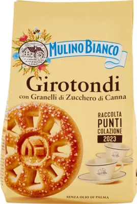 Zdjęcie produktu dla Ciastka Girotondi con Granelli di Zucchero di Canna 350g - Mulino Bianco