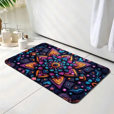 Image de Tapis de bain antidérapant avec motif floral