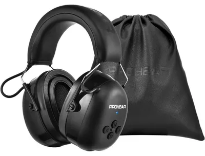 Obrázok produktu pre Slúchadlá na ochranu sluchu s Bluetooth 5.4, mikrofónom, potlačením hluku, SNR 30 dB, NRR 25 dB, čierna/žltá