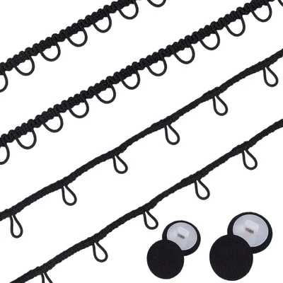 Produktbild von Schwarzes Nylon-Gimp mit Knopflaschen für Näh- und Bastelprojekte