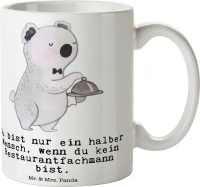 Produktbild von Mr. & Mrs. Panda Teetasse Restaurantfachmann Herz - Weiß - Geschenk, Restaurant, Lustig, Trinkbecher, Spruch, cappuccinotasse, Becher, Tasse, Ausbildung, Kaffeebecher