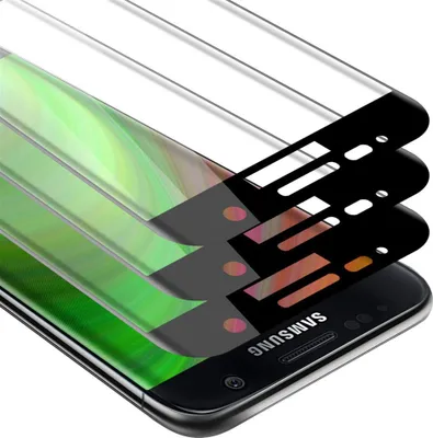 Produktbild von Cadorabo 3x Vollbild Panzer Folie für Samsung Galaxy S7 Schutzfolie in Schwarz Tempered Display-Schutzglas