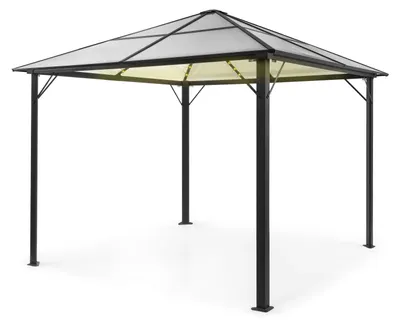 Image de Blumfeldt Pergola Aluminium Polycarbonate 3x3m, Pergola Terrasse, Toit Rigide en Polycarbonate, Pergola en Verre Translucide et Eclairage LED Réglables, Structure Alu, Pergola 3x3, Tonnelle de Jardin