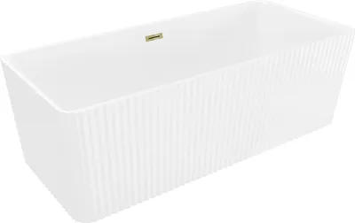 Immagine prodotto di Mexen Nila vasca da bagno freestanding scanalata 170 x 75 cm, bianca, troppopieno oro - 52841708000-50