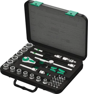 Obrázok produktu pre Wera 05003596001, Súprava zásuvky, 3/8", Imperiálne, 1 hlava/hlavy, 1/2,1/4,3/4,3/8,5/16,5/8,7/16,7/8,9/16,11/16,11/32,13/16", T10, T15, T20, T25, T27, T30, T40