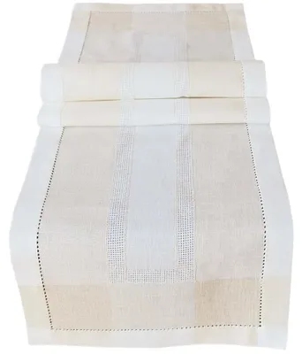 Produktbild von Tischläufer ALMA Leinenoptik mit Hohlsaum Polyester beige 40 x 140 cm