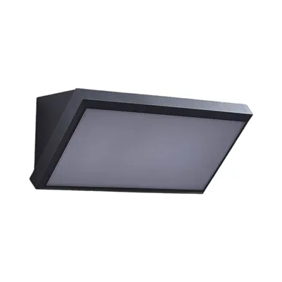 A dark gray LED outdoor wall light with a frosted diffuser, shown against a white background.