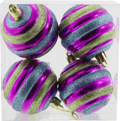 Produktbild von Weihnachtskugeln aus Kunststoff Ø 6 cm bunt 4 Stück